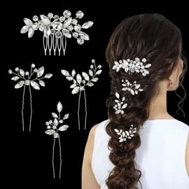 mtuihfo Bridal Hair Comb 4pcs Bridal Hair Clips, Wedding Bride Side Comb Bridesmaid Hair Accessories for Women Girls Prom Party