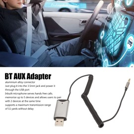 Aux to 5.3 Adapter, Aux Adapter with Microphone, USB 2.0 to 3.5mm Receiver for Car Speaker and Home Audio, 11yd Wide Range