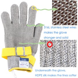 Dowellife Level 9 Cut Resistant Glove Food Grade, Stainless Steel Mesh Metal Glove Knife Cutting Glove for Butcher Meat Cutting Oyster Shucking Kitchen Mandoline Chef Slicing Fish Fillet (2X Large)