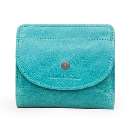 Contacts Real Leather Casual Business Mini Coin Purse for Women/Mens Pocket Bifold Wallet Card Holder Small Clutch (Sky Blue)