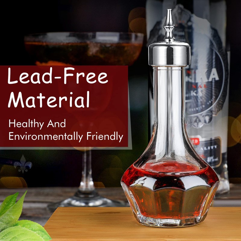 Bitters Bottle Set of 6-50ml/1.6oz Glass Dash Bottle with Dasher