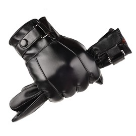 Long Keeper Winter PU Leather Touchscreen Gloves Classic Men Black Warm Driving Cycling Motorcycle Texting Gloves