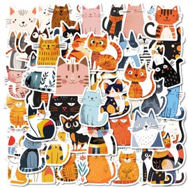 50Pcs Cute Cat Stickers Graffiti Anime Kitten Decals for Water Bottle Kindle Journal Laptop Phone Scrapbooking Skateboard Waterproof Vinyl Sticker
