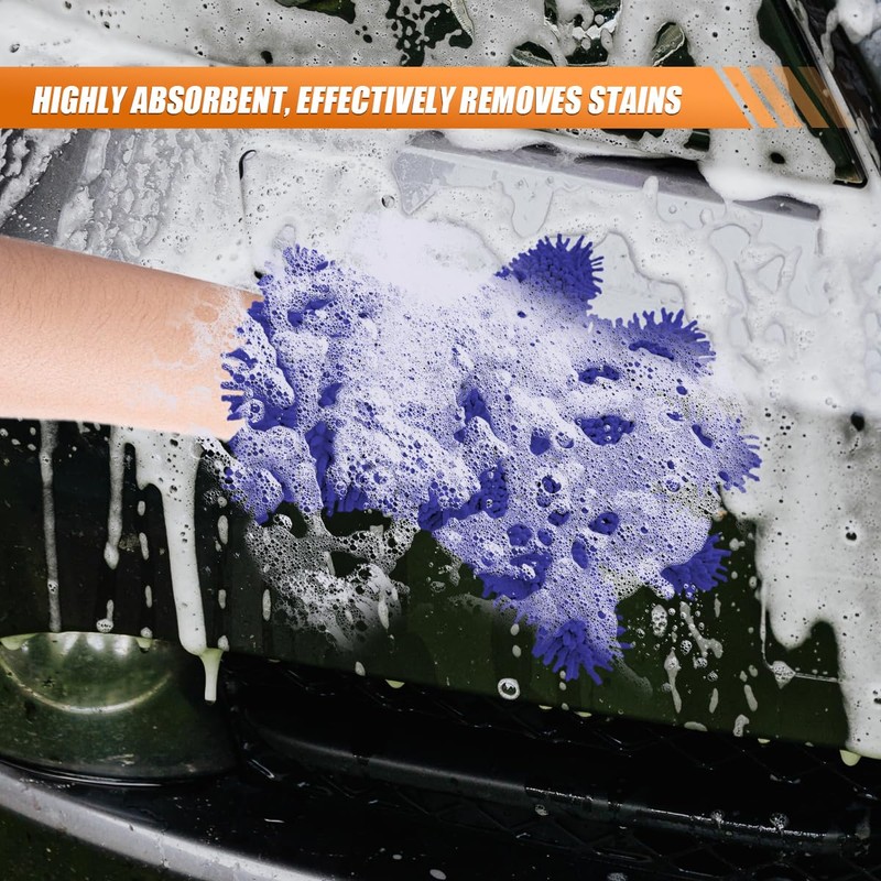 Craedli 2PCS Car Wash Mitts, Anti-Scratch Double Sided 5-Finger Microfiber