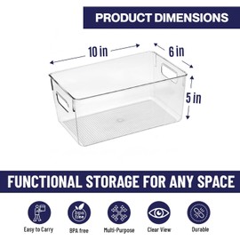 Clear Plastic Storage Bins, Pantry Organizers and Storage Containers Fridge Organizer Bins for Organizing Kitchen Cabinet Organizer Bin Bathroom Freezer Refrigerator Organization