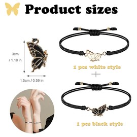 NAMIC Pack of 2 Friendship Bracelets with Butterfly Bracelet, Best Friend Gifts, Couple Bracelet, Friendship Bracelet for 2 BFF, Girls, Couple, Long Distance Promise Matching Bracelet, Zinc
