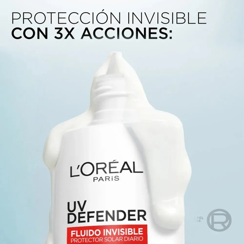 Protector Solar Loreal Paris Fps50+ Uv Defender Fluido Tono Invisible