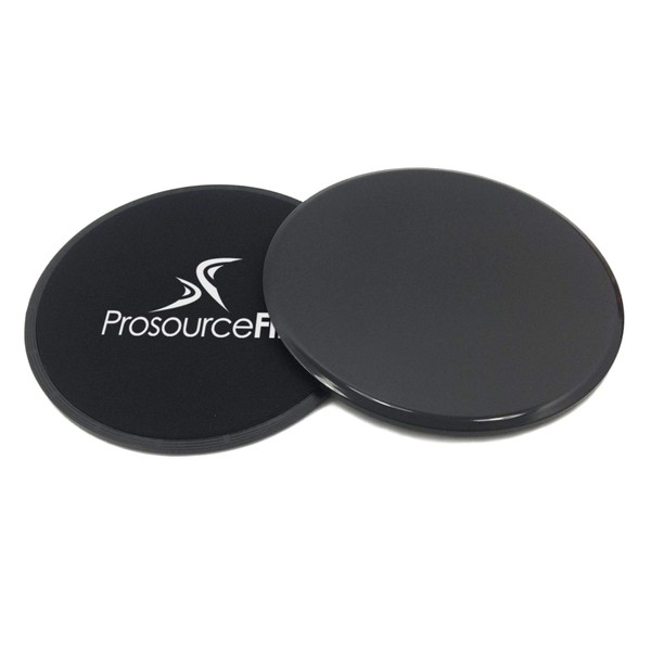 ProsourceFit Core Sliding Exercise Discs, Dual-Sided Sliders for Use on Any Surface at Home or Gym for Full-Body Workouts, Set of 2, Black