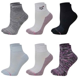 Dr. Motion Compression Quarter Socks For Women With Enhanced Cushion And Breathable Arch Support 6 Pairs (Assorted #4)