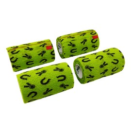 Syrflex Cohesive Bandage 4” Green Horse Shoes and Ribbons 4pk