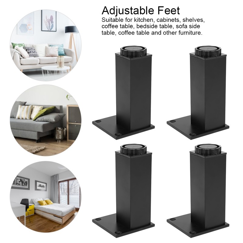 4pcs Aluminum Alloy Adjustable Feet Sofa Bed Foot Legs Support