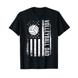 Vintage Volleyball Dad USA Flag Retro Fathers Day Daddy Papa T-Shirt