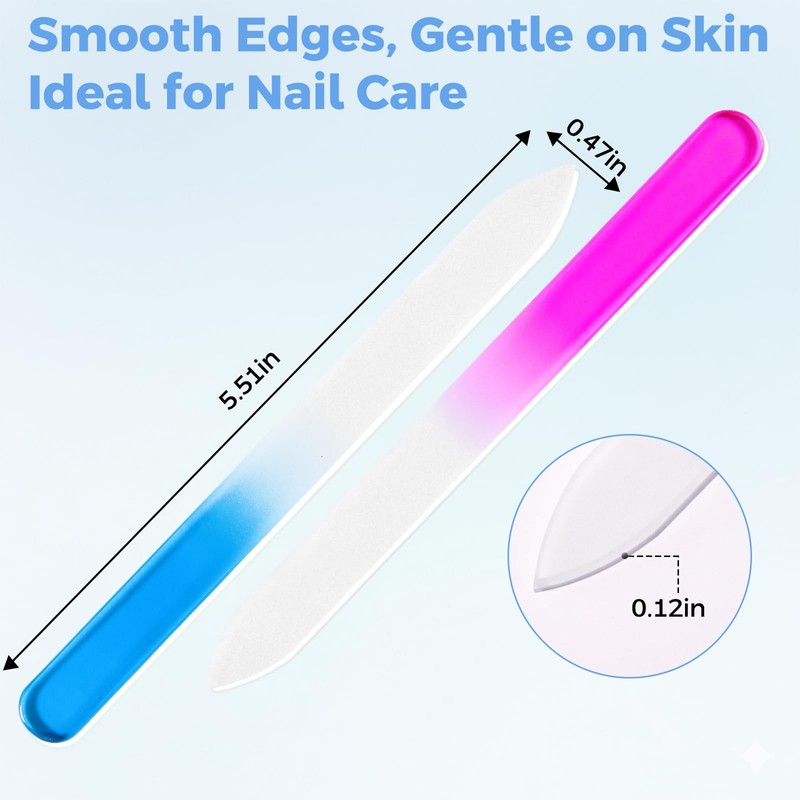 SIUSIO 40 Pack Professional Czech Crystal Glass Nail Files Double