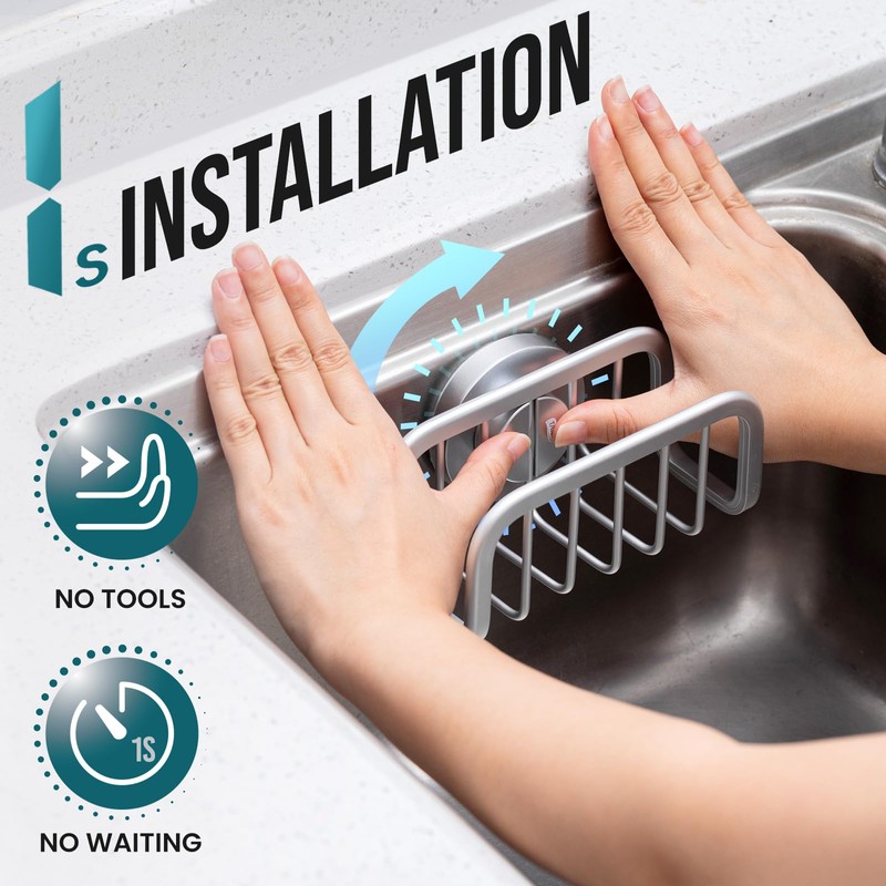 TAILI Sponge Holder for Kitchen Sink,Sink Caddy with Strong Sucion