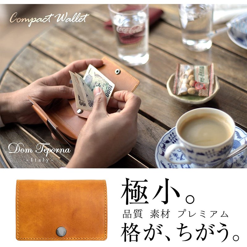 DomTeporna Small Wallet, Genuine Italian Leather, Compact Trifold, Mini Wallet,
