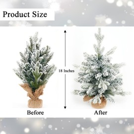 Diahom Tabletop Christmas Tree Artificial Mini Small 18 inches Snowy Green Xmas Pine Tree for Table Desk Home Christmas Decor