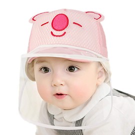 T-Models Dual-use Sun Visor Hat Kids Isolation Protection Caps Adjustable Foldable Brim (46yards(3-6 Months), Pink-1)