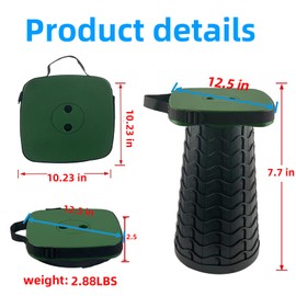 maliven Collapsible Camping Stool with Seat Cushion & Nylon Bag, Square Portable Telescopic Stool, Lightweight Sturdy Foldable Stool for Camp Fishing Picnic, Max Load 550 lb