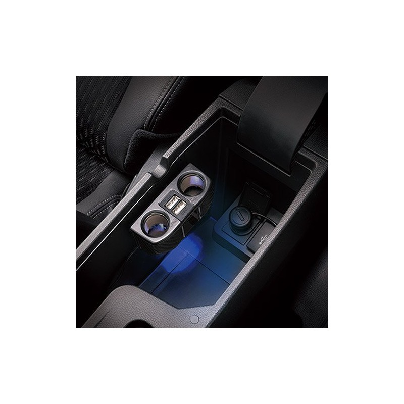 Carmate DZ273 Car Socket, With 2 Cords, 2 USB Ports,