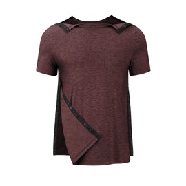 Tfovorlein Mens Clothes for Broken Arm Snap Shoulder Therapy Rotator Cuff Recovery Button Port Access Clothes Dialysis Clothing Wine Red XL