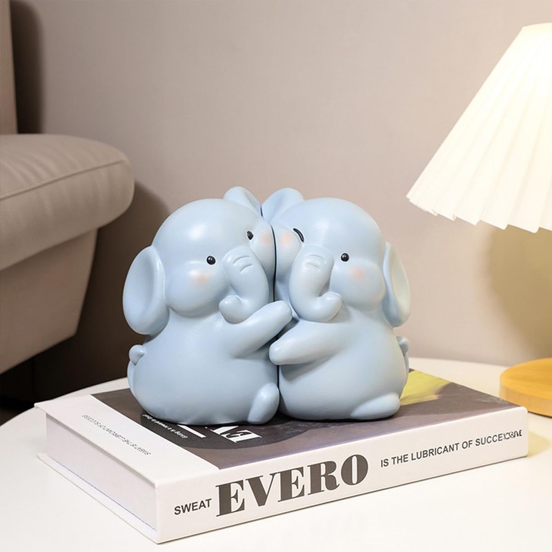 Decorative Elephant Book Ends, Resin Elephant Book Ends for Shelves,