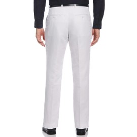 Perry Ellis Men's Essentials Modern Fit Solid Twill Linen Dress Pant, Bright White, 34x32