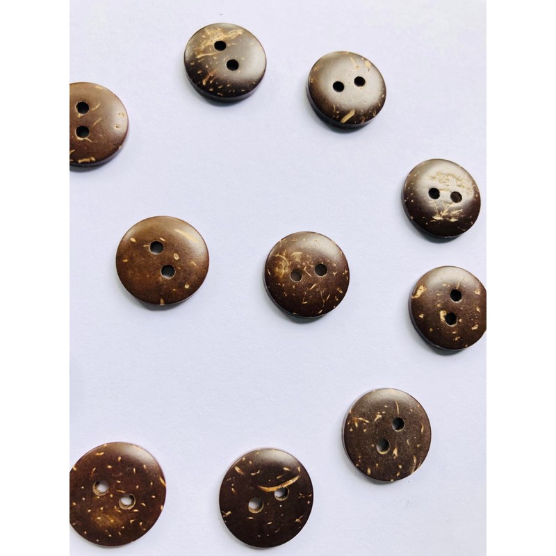 Natural Coconut Buttons, 2-Hole Round Brown Sewing Buttons for Overcoats
