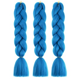 BALINGHAIR Braiding Hair Extensions Lake Blue Braids Hair Hot Water Setting (A30-3Packs)