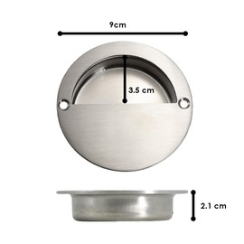 JJOnlineStore [Circular Half Moon] Cupboard Door Handles with Fixing Screws 9cm Diameter, Stainless Steel Silver Recessed Pull Sliding Interior Door Handles Internal Chrome Door Handles Folding Door