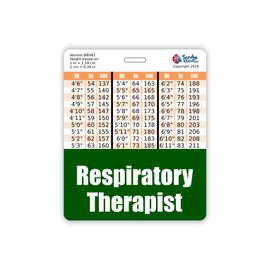 Respiratory Therapist Badge Buddy Horizontal w/Height & Weight Conversion Charts (Oversized, Hunter Green)