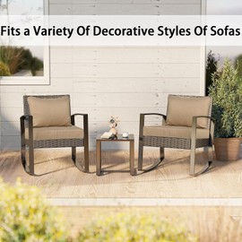 FKSLIFE 4Pcs Patio Cushion Covers Replacement,Outdoor Patio Seat Cushion Covers Furniture Sofa Covers,Waterproof Back Cushion Slipcovers Washable Pillow Cover with Zipper(25×25×3.15 inches,Brown)