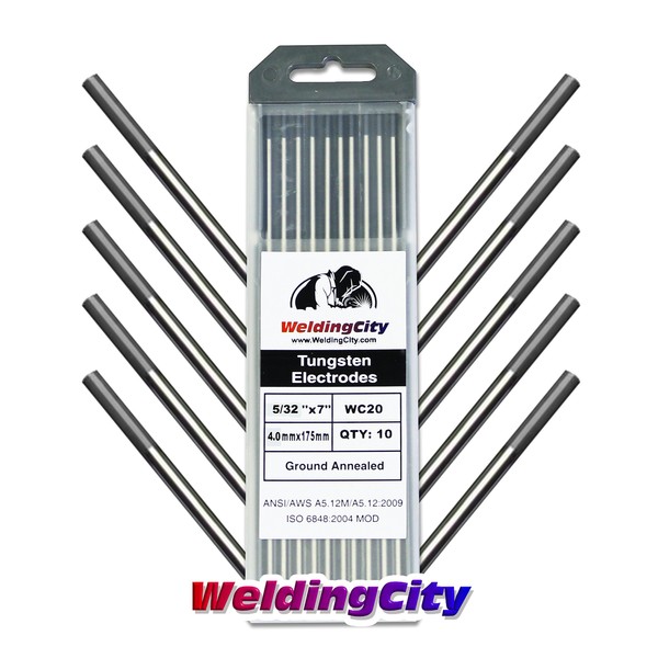 WeldingCity 10-pcs Premium TIG Welding Tungsten Electrode Rod 1.5% Lanthanated (Gold/AWS: EWLa15) 5/32" x 7" | 10-pk