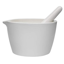 Porcelain Mortar & Pestle Set, 64oz (1900ml) - Heavy Duty - Unglazed Grinding Surface - Excellent for Kitchen or Laboratory - Grinds Powdered Chemicals, Herbs, Spices, Pills - White - Eisco Labs