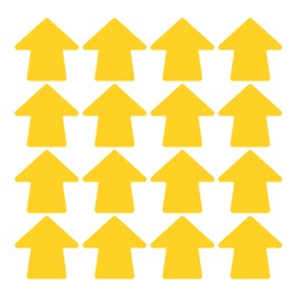 LiteMark 4 Inch Yellow Round Arrow Floor Decal Stickers, Removable Matte Finish Waterproof Vinyl Arrow Sign Decals for Traffic Flow, Retail Stores & Directional Signage 16 Packs