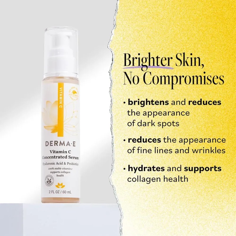 Derma E Vitamin C Concentrated Serum, 2 Oz, With Hyaluronic