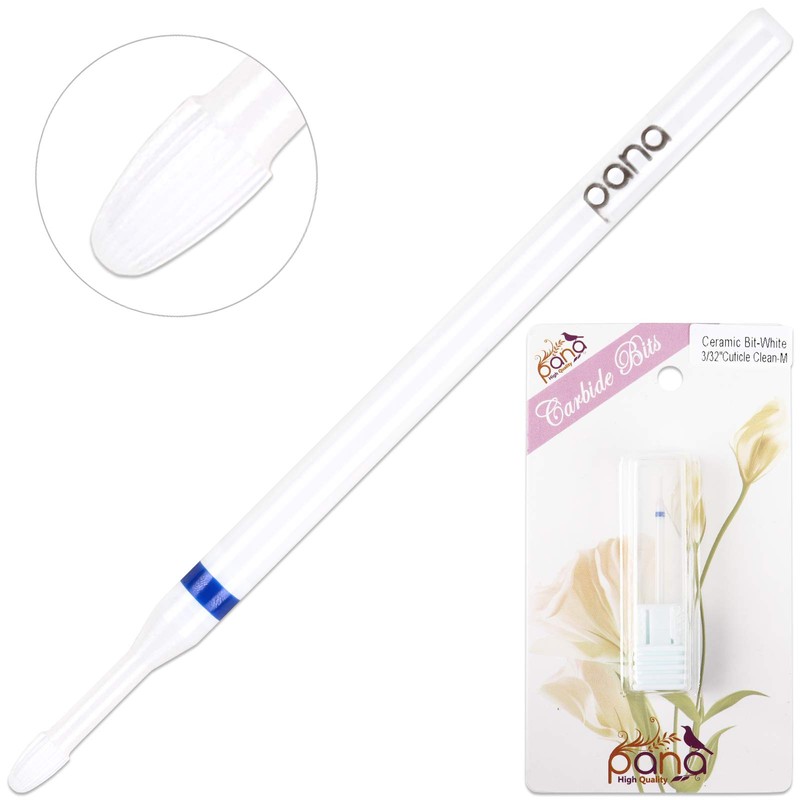 Pana 3/32" Cuticle Clean Safety Nail Ceramic White Carbide Bit