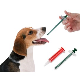 SCSpecial Pet Piller Pack of 2 Plastic Pet Pill Poppers Durable Handy Pet Pill Dispenser Medical Tablets Feeding Tool for Dogs and Large Cats (Pill Dispenser + Syringe)