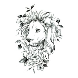 (Fantasy) THE FANTASY THB147 Tattoo Sticker Lion Wolf-2 [Medium/A5]