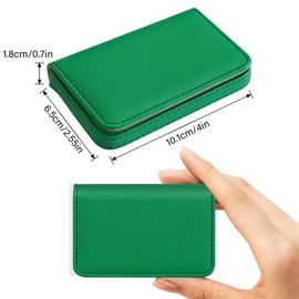 Business Card Holder，PU Leather Business Card Case Color Printing Pattern Card Holder Wallet，Pockets Magnetic Credit Card Holders for Men and Women - Dark Green