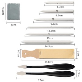 VZU 30 Paper Wiper Set, Blending Pen, Blending Stump, 20 Replacement Heads, Sandpaper Pencil Sharpener, Kneading Eraser, Tortillons and Blending Stumps