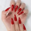 Coolnail Glossy Red Press on False Nails Medium Long Stiletto