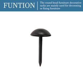 QUARKZMAN 7 x 13 mm Metal Thumb Pins x 200 Pieces Round Head Furniture Decorative Push Pins Push Pins for Home Furniture DIY Decoration [Black]