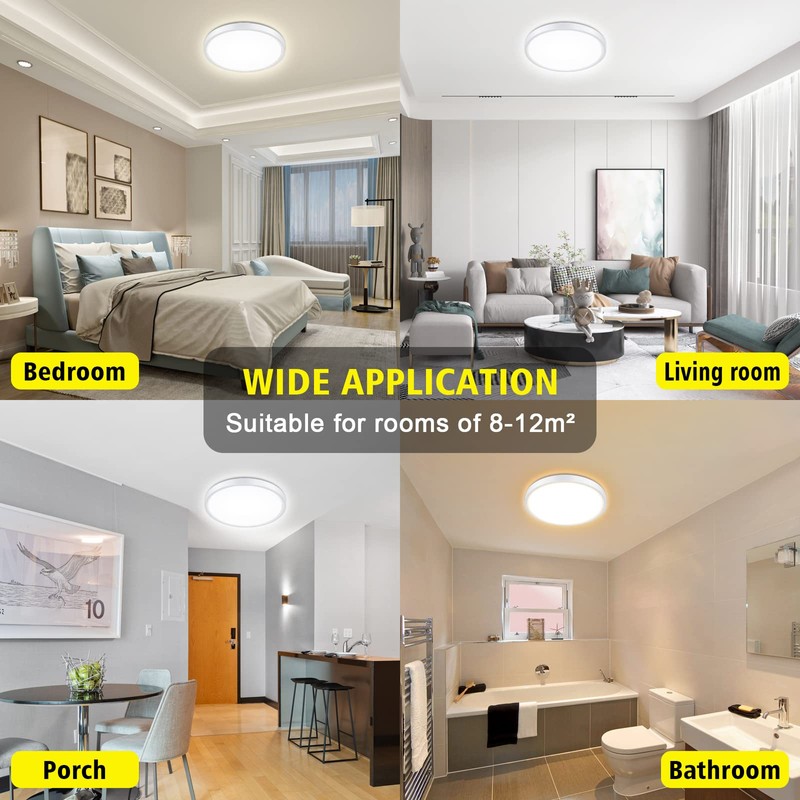 Smanu Dimmable LED Ceiling Light Panel with Remote Control,18W 1500LM,3000K-6000K,Night