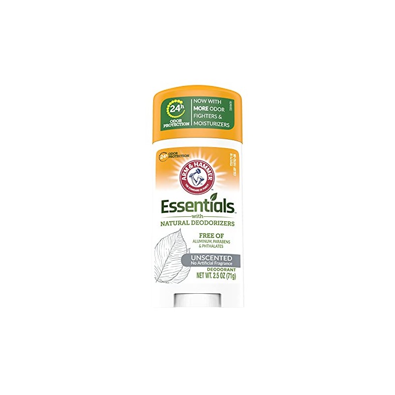 Arm & Hammer Essentials Solid Deodorant, Unscented,2.5 oz, 6 Count
