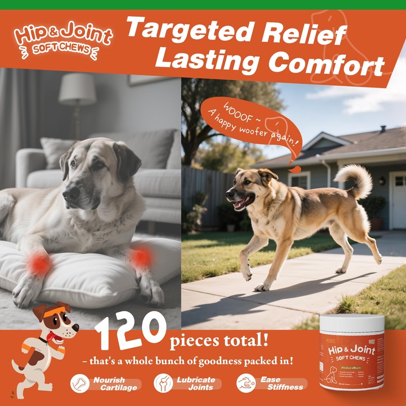 KELPFU Advanced Hip & Joint Supplement for Dogs –120 Chews