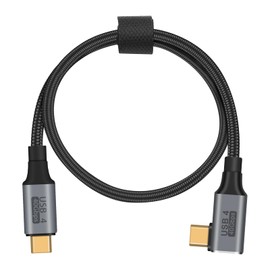 Poyiccot USB C Right Angle Cable 100W, 40Gbps USB C Cable Short, Right Angle USB 4 Cable for Thunderbolt 4 Cable 8K@60Hz for MacBook Pro,1.5 Feet