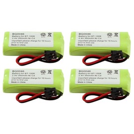 Fenzer 4-Pack Ni-CD Battery 2.4V for Uniden BT-1008, BT-1016 (350mAh)
