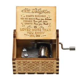 uwows Vintage Holz Handkurbel Spieluhr Sie sind Mein Sonnenschein Geschenk für Familienliebhaber Geburtstag/Weihnachten/Valentinstag (for Daughter from Dad)