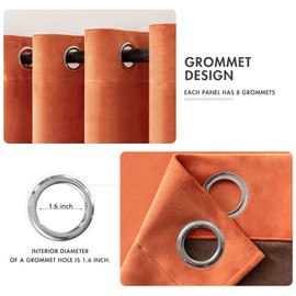 MIULEE Burnt Orange Velvet Curtains 96 Inch Length for Fall Thermal Insulated Soundproof Room Darkening Long Blackout Curtains/Grommet Window Drapes Black Out for Theatre/Girls Room Decor Set of 2