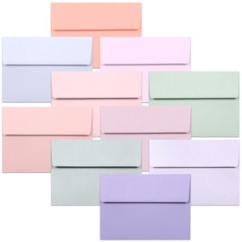 5x7 Envelopes for Invitations, 100-Pack A7 Envelopes for 5x7 Cards, Colored Invitation Envelopes, 10 Pastel Colors, 5 1/4 x 7 1/4 Inches